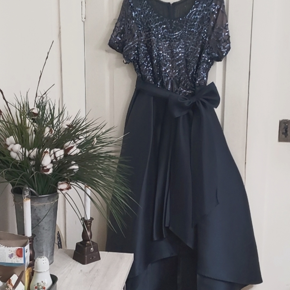 Smoky gray mother of bride gown